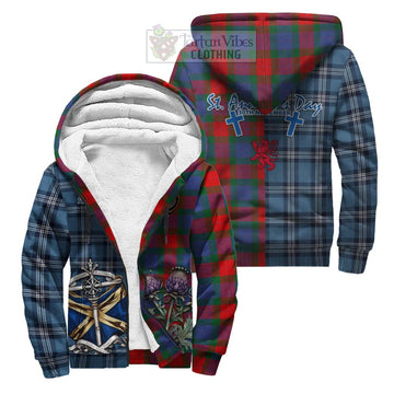 Mar Tartan Sherpa Hoodie Happy St. Andrew's Day Half Tartan Style Unisex S - Tartan Vibes Clothing