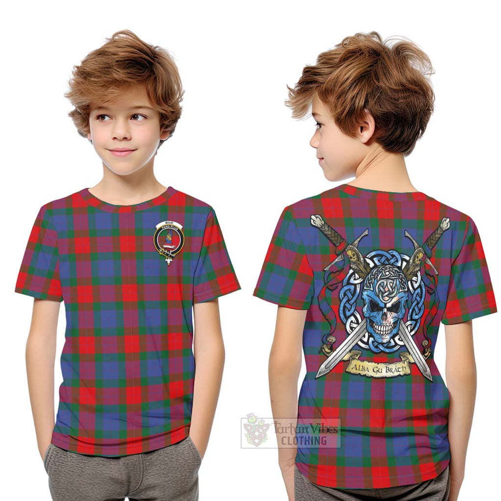 Mar Tartan Kid T-Shirt with Family Crest Celtic Skull Style Youth XL Size14 - Tartan Vibes Clothing