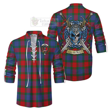 Mar Tartan Ghillie Kilt Shirt with Family Crest Celtic Skull Style Men - Tartan Vibes Clothing