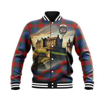 Mar Tartan Family Crest Baseball Jacket with Scottish Ancient Castle Style Unisex - Tartan Vibes Clothing