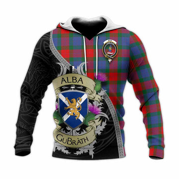 Mar Tartan Family Crest Knitted Hoodie Lion Rampant Royal Thistle Shield Celtic Inspired Unisex Knitted Pullover Hoodie - Tartan Vibes Clothing