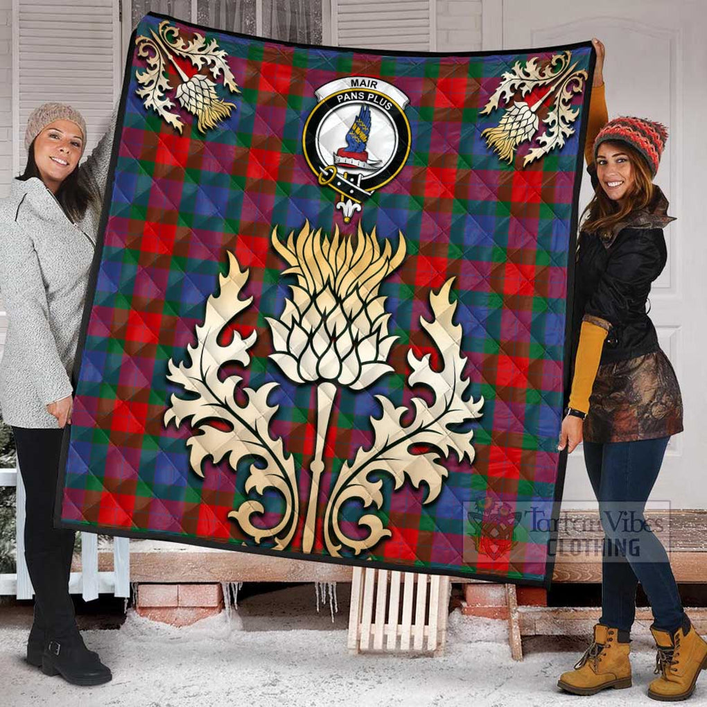 Tartan Vibes Clothing Mar Tartan Quilt with Family Crest and Golden Thistle Style