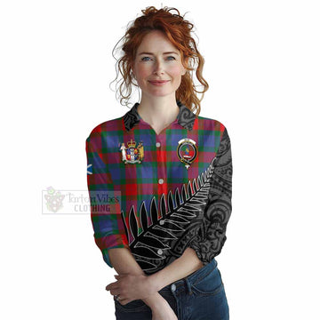 Mar Crest Tartan Women's Casual Shirt with New Zealand Silver Fern Half Style Female - Tartan Vibes Clothing