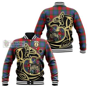 Mar Tartan Baseball Jacket with Family Crest Celtic Wolf Style Unisex - Tartan Vibes Clothing