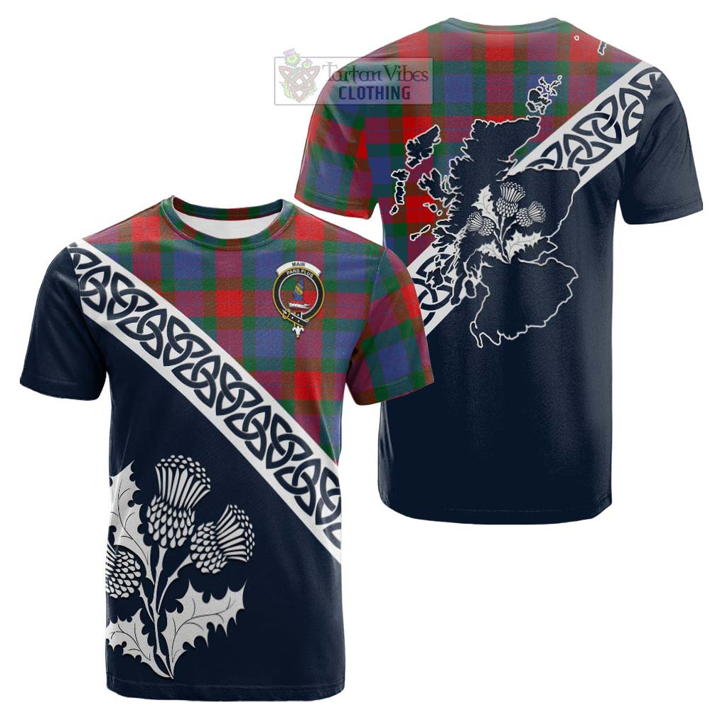 Mar Tartan Cotton T-shirt Featuring Thistle and Scotland Map Kid's Shirt - Tartan Vibes Clothing