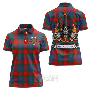 Mar Tartan Women's Polo Shirt with Family Crest and Bearded Skull Holding Bottles of Whiskey Women - Tartan Vibes Clothing