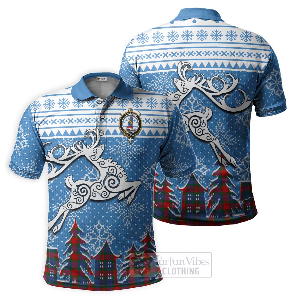 Tartan Vibes Clothing Mar Clan Christmas Polo Shirt Celtic Reindeer Style