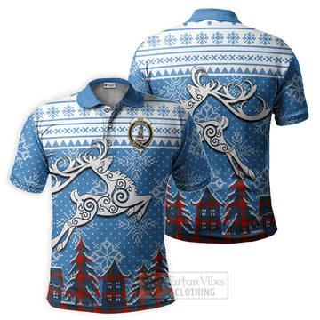 Tartan Vibes Clothing Mar Clan Christmas Polo Shirt Celtic Reindeer Style