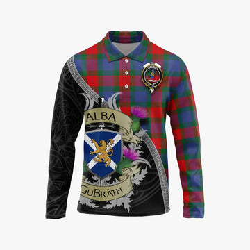 Mar Tartan Family Crest Long Sleeve Polo Shirt Lion Rampant Royal Thistle Shield Celtic Inspired Unisex - Tartan Vibes Clothing