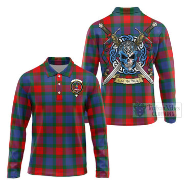 Mar Tartan Long Sleeve Polo Shirt with Family Crest Celtic Skull Style Unisex - Tartan Vibes Clothing