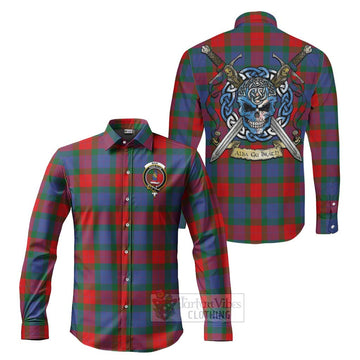 Mar Tartan Long Sleeve Button Shirt with Family Crest Celtic Skull Style Men's Shirt S - Tartan Vibes Clothing