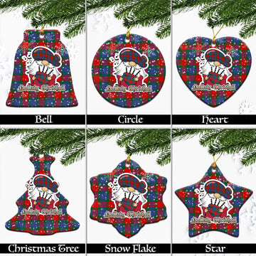 Mar Tartan Christmas Ceramic Ornaments with Scottish Gnome Playing Bagpipes Ceramic - Tartan Vibes Clothing