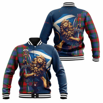 Mar Tartan Family Crest Baseball Jacket with Scottish Majestic Lion Unisex - Tartan Vibes Clothing
