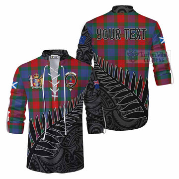 Mar Crest Tartan Ghillie Kilt Shirt with New Zealand Silver Fern Half Style Men - Tartan Vibes Clothing