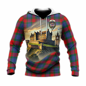 Mar Tartan Family Crest Knitted Hoodie with Scottish Ancient Castle Style Unisex Knitted Pullover Hoodie - Tartan Vibes Clothing