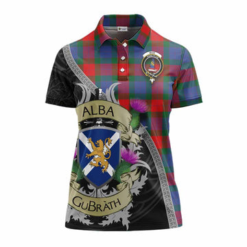 Mar Tartan Family Crest Women's Polo Shirt Lion Rampant Royal Thistle Shield Celtic Inspired Women - Tartan Vibes Clothing