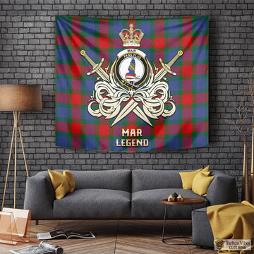 Mar Tartan Tapestry with Clan Crest and the Golden Sword of Courageous Legacy Tapestry - Tartan Vibes Clothing