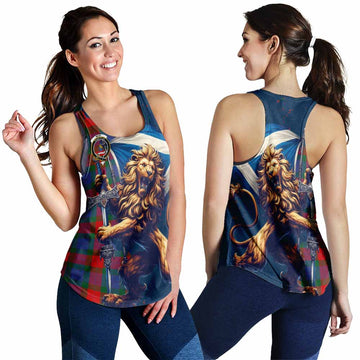 Mar Tartan Family Crest Women's Racerback Tanks with Scottish Majestic Lion 4XL - Tartan Vibes Clothing