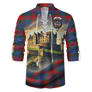 Mar Tartan Family Crest Ghillie Kilt Shirt with Scottish Ancient Castle Style Men - Tartan Vibes Clothing