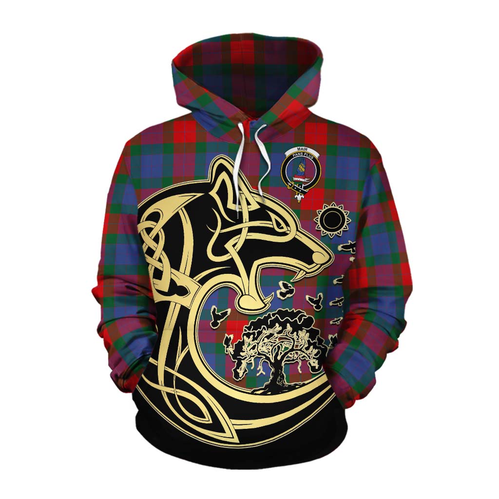 Mar Tartan Cotton Hoodie with Family Crest Celtic Wolf Style Pullover Hoodie XS - Tartan Vibes Clothing