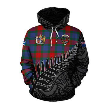 Mar Crest Tartan Cotton Hoodie with New Zealand Silver Fern Half Style Pullover Hoodie XS - Tartan Vibes Clothing