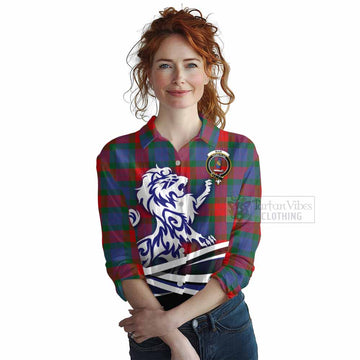 Mar Tartan Women's Casual Shirt with Alba Gu Brath Regal Lion Emblem Female - Tartan Vibes Clothing