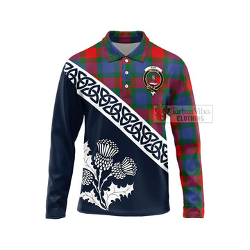 Mar Tartan Long Sleeve Polo Shirt Featuring Thistle and Scotland Map Unisex - Tartan Vibes Clothing