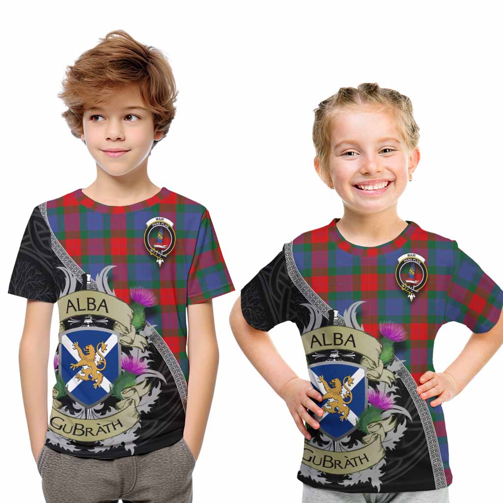 Mar Tartan Family Crest Kid T-Shirt Lion Rampant Royal Thistle Shield Celtic Inspired Youth XL Size14 - Tartan Vibes Clothing
