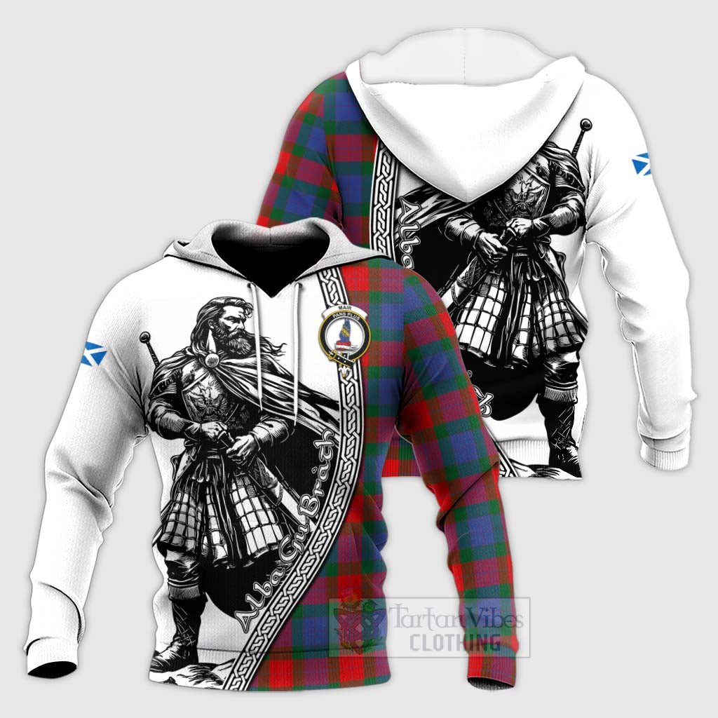 Mar Tartan Clan Crest Knitted Hoodie with Highlander Warrior Celtic Style Unisex Knitted Pullover Hoodie - Tartan Vibes Clothing