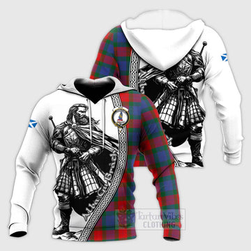 Mar Tartan Clan Crest Knitted Hoodie with Highlander Warrior Celtic Style Unisex Knitted Pullover Hoodie - Tartan Vibes Clothing