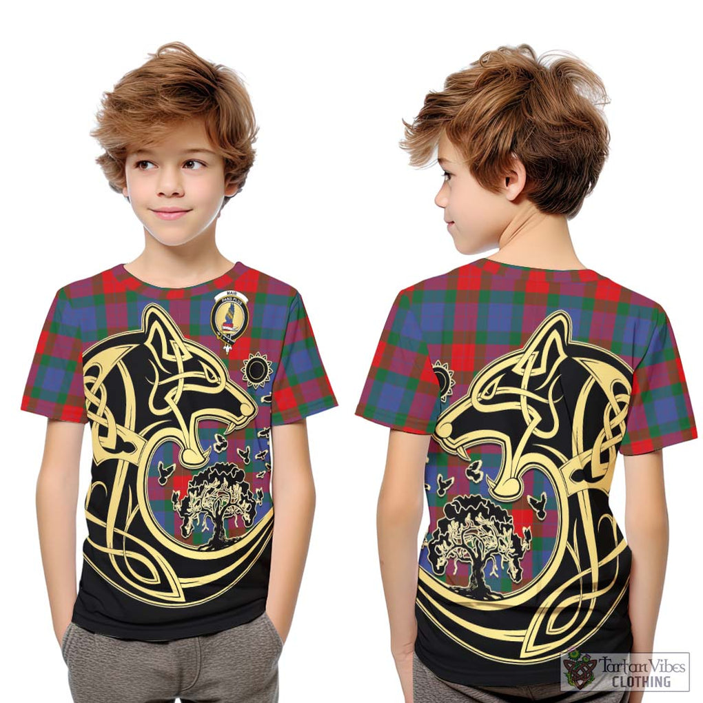 Mar Tartan Kid T-Shirt with Family Crest Celtic Wolf Style Youth XL Size14 - Tartan Vibes Clothing