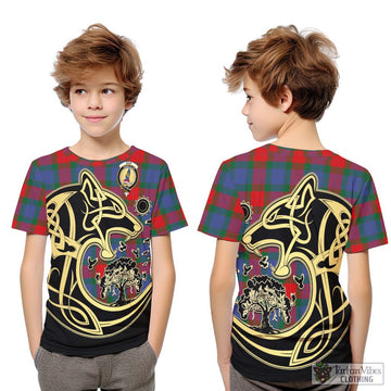 Mar Tartan Kid T-Shirt with Family Crest Celtic Wolf Style Youth XL Size14 - Tartan Vibes Clothing