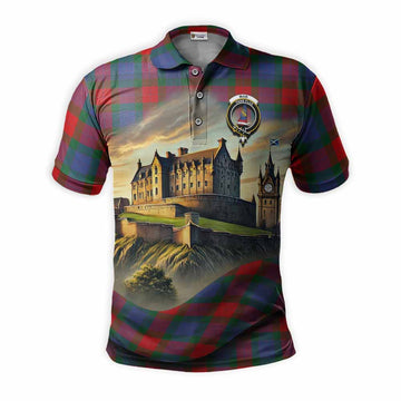 Tartan Vibes Clothing Mar Tartan Family Crest Polo Shirt with Scottish Ancient Castle Stype