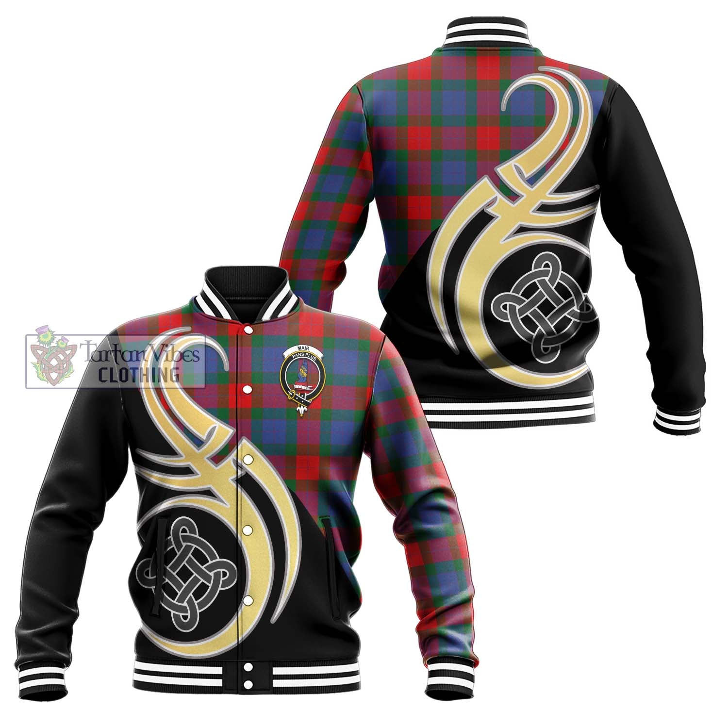 Mar Tartan Baseball Jacket with Family Crest and Celtic Symbol Style Unisex - Tartan Vibes Clothing