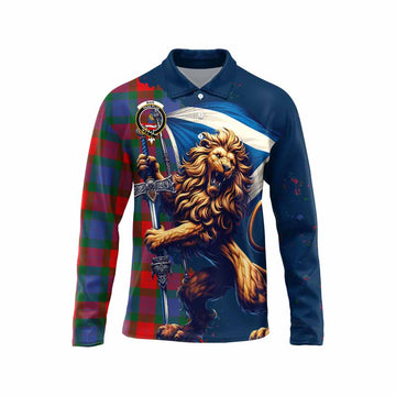 Mar Tartan Family Crest Long Sleeve Polo Shirt with Scottish Majestic Lion Unisex - Tartan Vibes Clothing