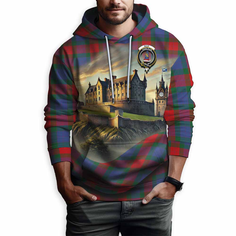 Mar Tartan Family Crest Hoodie with Scottish Ancient Castle Style Pullover Hoodie - Tartan Vibes Clothing