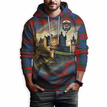 Mar Tartan Family Crest Hoodie with Scottish Ancient Castle Style Pullover Hoodie - Tartan Vibes Clothing