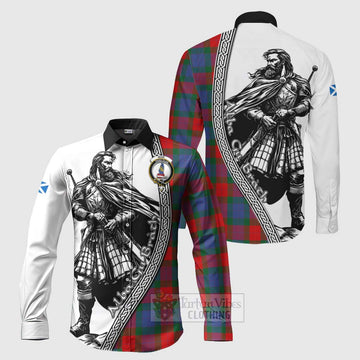 Mar Tartan Clan Crest Long Sleeve Button Shirt with Highlander Warrior Celtic Style Men's Shirt S - Tartan Vibes Clothing
