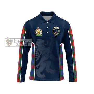 Mar Tartan Long Sleeve Polo Shirt with Family Crest and Lion Rampant Vibes Sport Style Unisex - Tartan Vibes Clothing