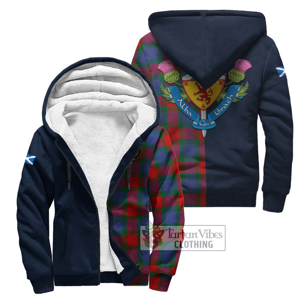 Mar Tartan Sherpa Hoodie Alba with Scottish Lion Royal Arm Half Style Unisex S - Tartan Vibes Clothing