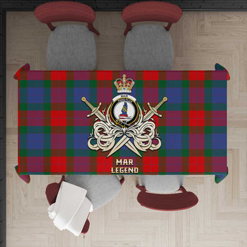 Mar Tartan Tablecloth with Clan Crest and the Golden Sword of Courageous Legacy