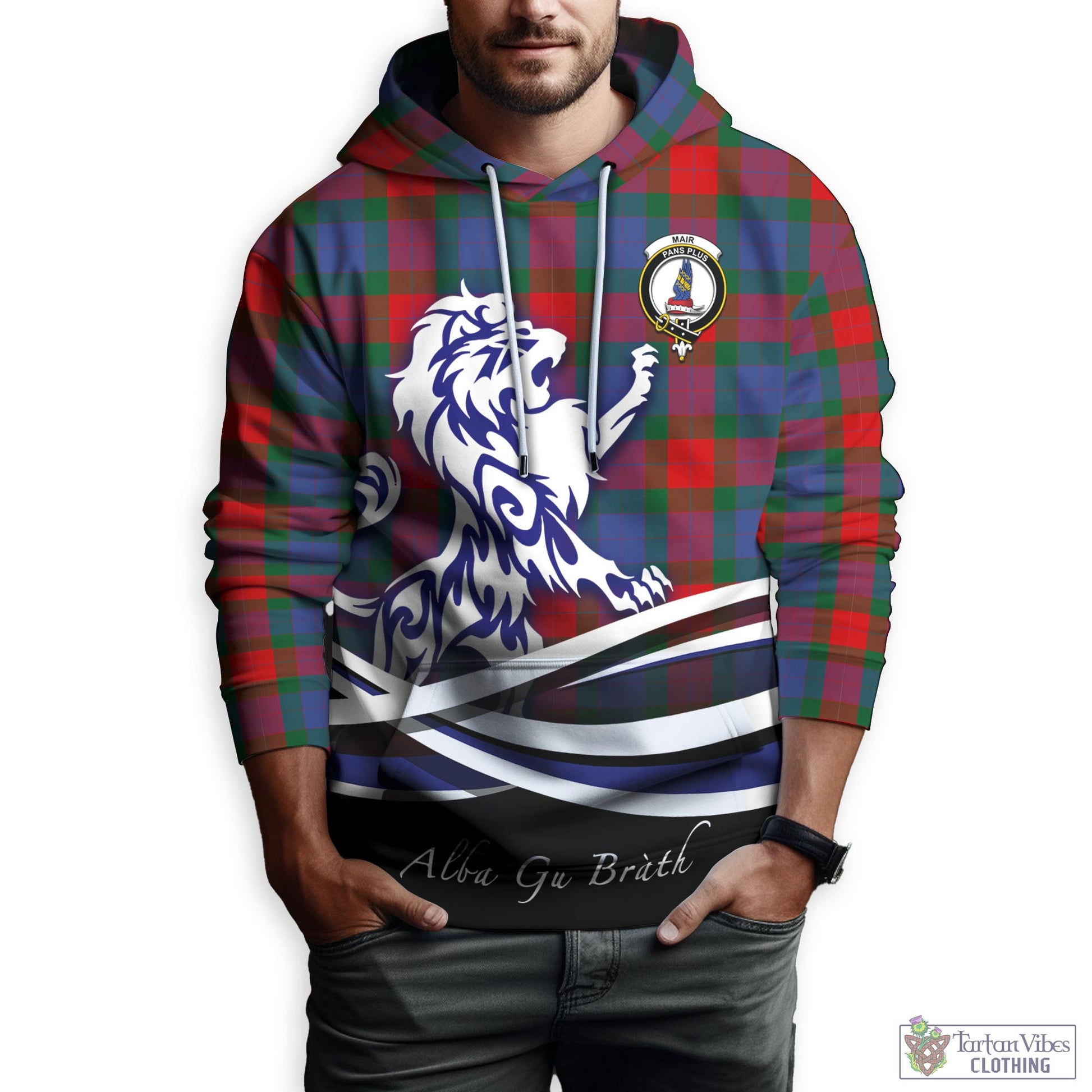 Mar Tartan Hoodie with Alba Gu Brath Regal Lion Emblem Zip Hoodie - Tartan Vibes Clothing