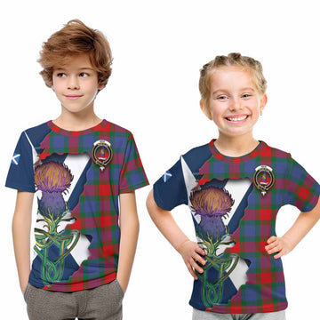 Tartan Vibes Clothing Mar Tartan Family Crest Kid T-Shirt Scottish Thistle Celtic Inspired