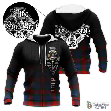 Mar Tartan Knitted Hoodie Featuring Alba Gu Brath Family Crest Celtic Inspired Unisex - Tartan Vibes Clothing