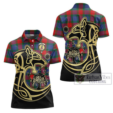Mar Tartan Women's Polo Shirt with Family Crest Celtic Wolf Style Women - Tartan Vibes Clothing