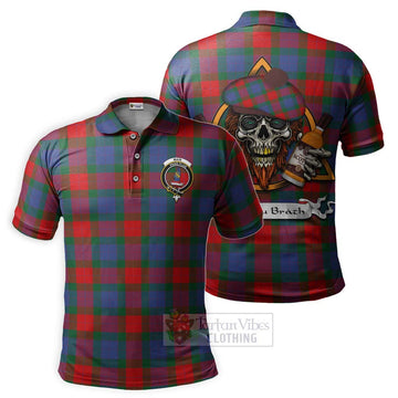 Mar Tartan Polo Shirt with Family Crest and Bearded Skull Holding Bottles of Whiskey Kid - Tartan Vibes Clothing