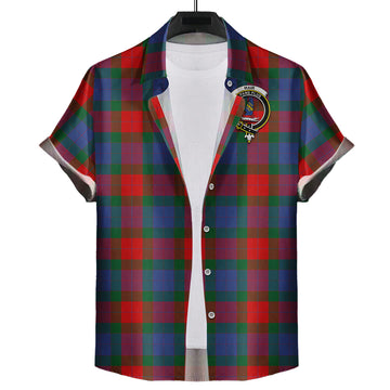 Mar Tartan Short Sleeve Button Down Shirt with Family Crest