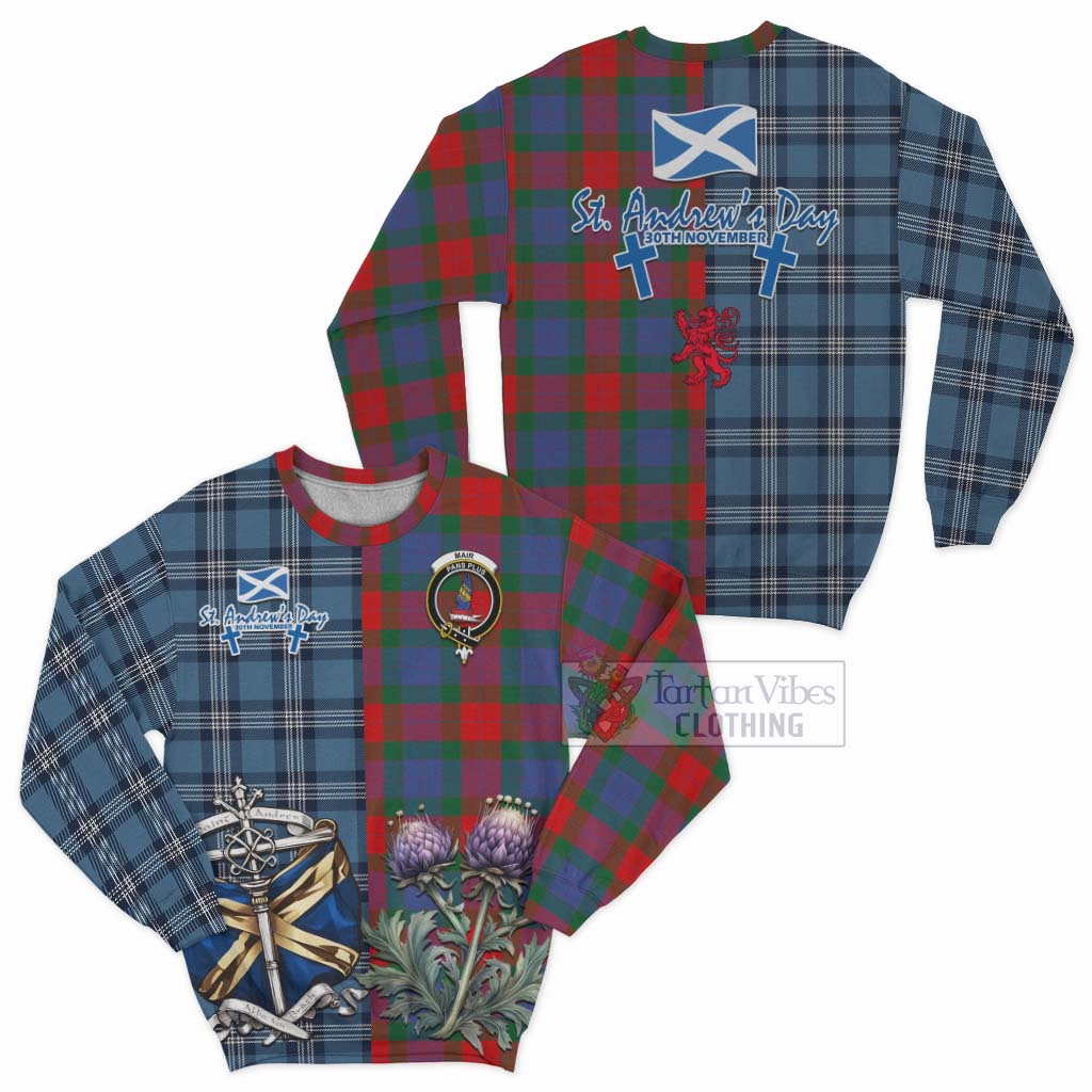 Mar Tartan Sweatshirt Happy St. Andrew's Day Half Tartan Style Unisex - Tartan Vibes Clothing