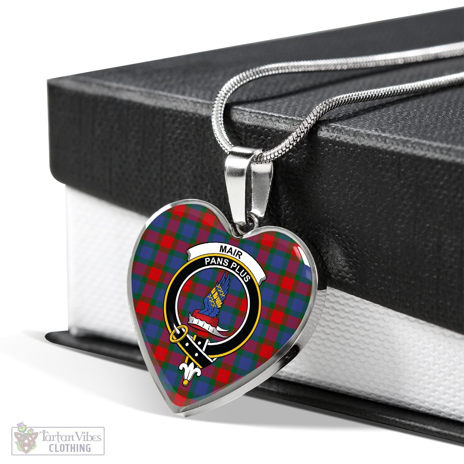 Mar Tartan Heart Necklace with Family Crest Luxury Necklace (Silver) No - Tartan Vibes Clothing
