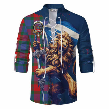 Mar Tartan Family Crest Ghillie Kilt Shirt with Scottish Majestic Lion Men - Tartan Vibes Clothing